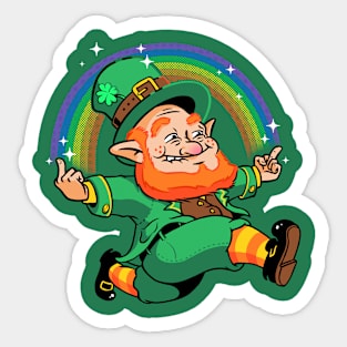 Leprechaun Middle Finger Up Luck You Rainbow St. Patrick's Day Sticker